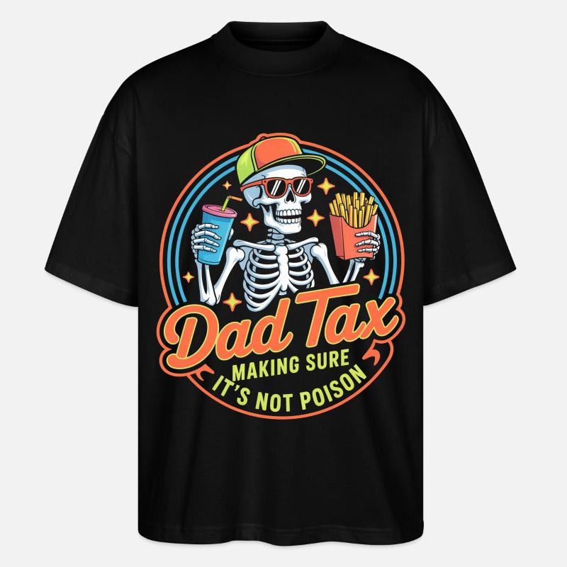 Papa Steuer-Skelett-Snack-Tee - Stanley/Stella Oversized Unisex Bio T-Shirt Blaster 2.0 - Schwarz