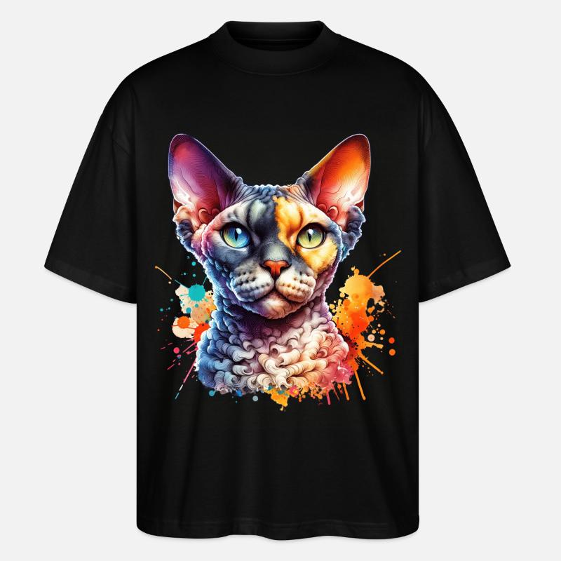 Devon Rex Motiv - Stanley/Stella Oversized Unisex Bio T-Shirt Blaster 2.0 - Schwarz