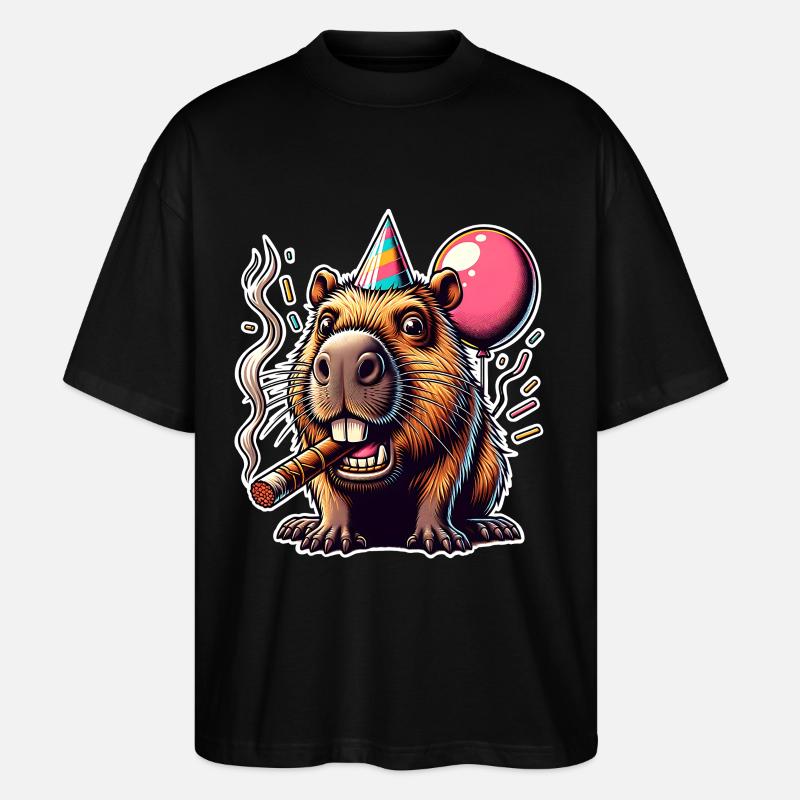 Capybara Party - Stanley/Stella Oversized Unisex Bio T-Shirt Blaster 2.0 - Schwarz