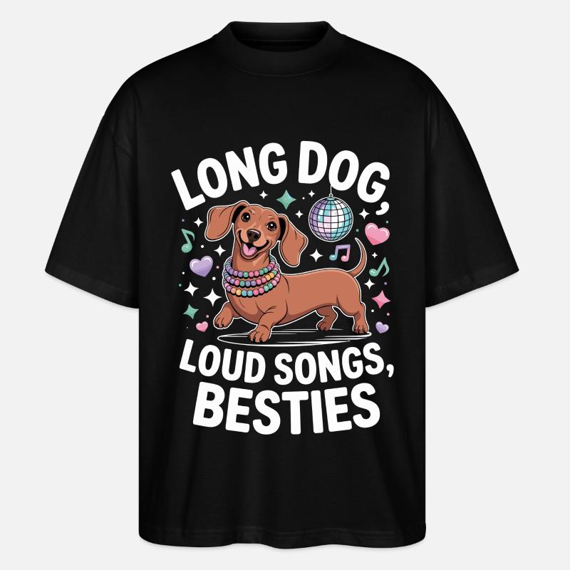 Dackel Disco - Stanley/Stella Oversized Unisex Bio T-Shirt Blaster 2.0 - Schwarz