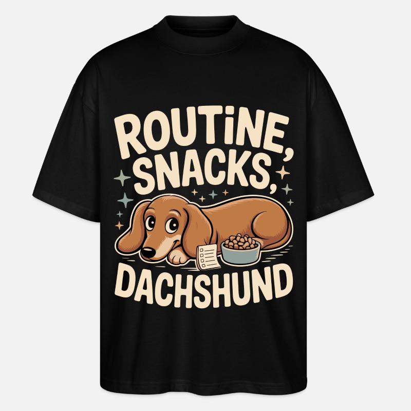 Routine Snacks Dachshund - Stanley/Stella Oversized Unisex Organic T-shirt Blaster 2.0 - black