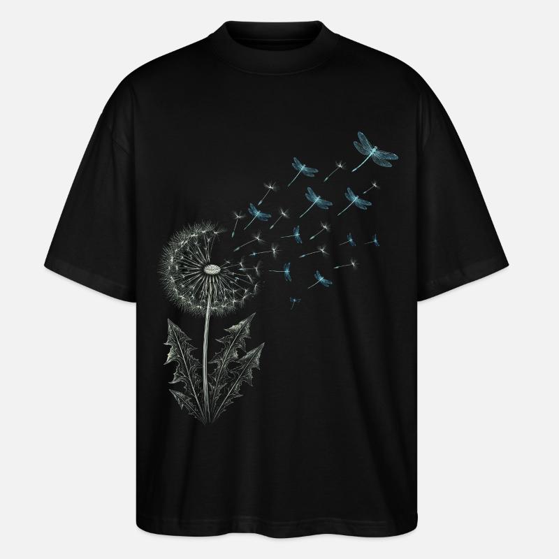 Pusteblume mit Libellen - Stanley/Stella Oversized Unisex Bio T-Shirt Blaster 2.0 - Schwarz