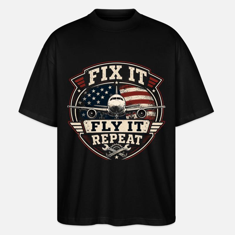 Flugzeugtechnik Wartung Luftfahrt Beruf - Stanley/Stella Oversized Unisex Bio T-Shirt Blaster 2.0 - Schwarz