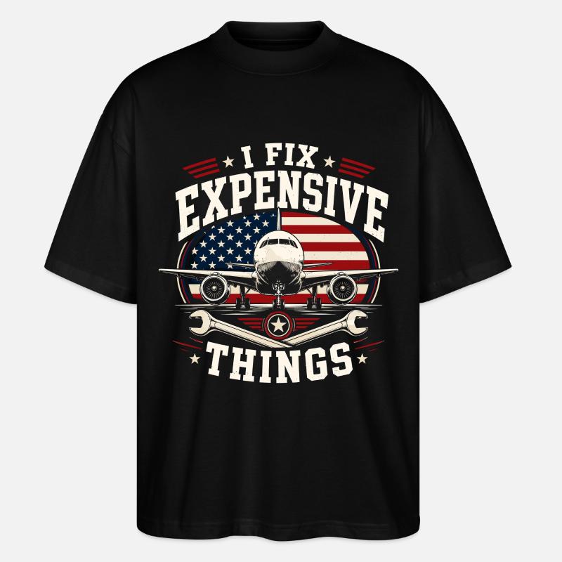 Flugzeugtechniker Instandhaltung Luftfahrt - Stanley/Stella Oversized Unisex Bio T-Shirt Blaster 2.0 - Schwarz