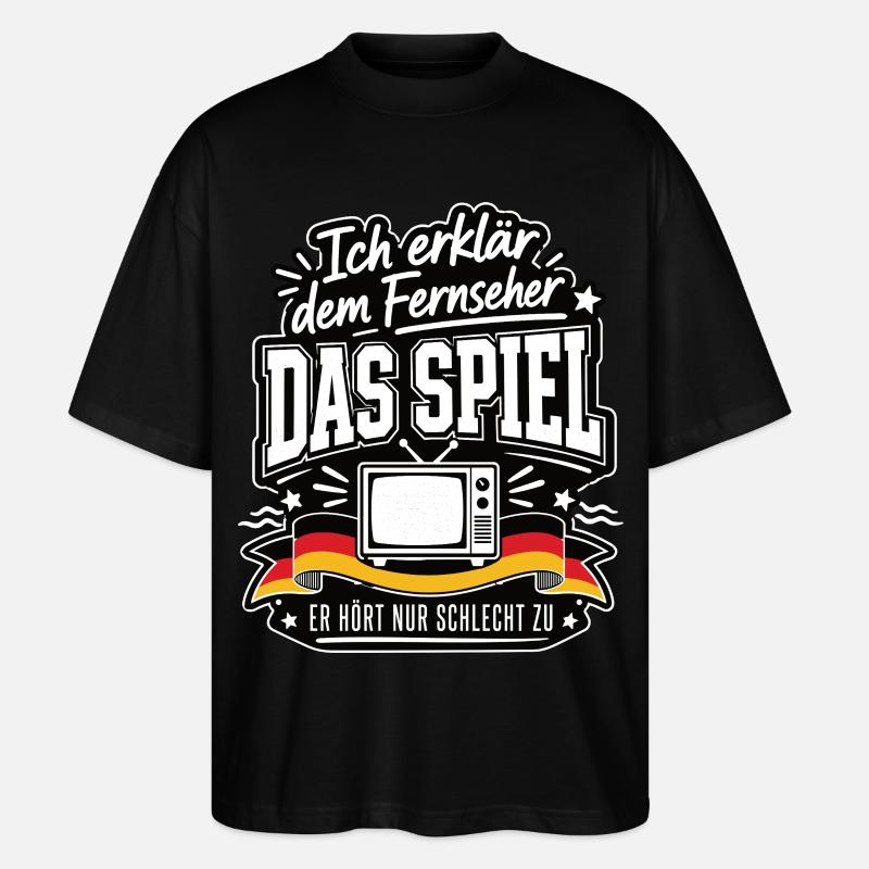 Fernseher braucht heute Coachingpflicht - Stanley/Stella Oversized Unisex Bio T-Shirt Blaster 2.0 - Schwarz
