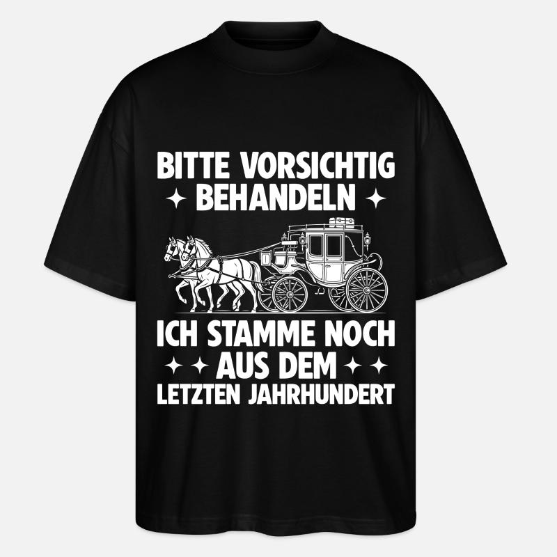 Bitte vorsichtig behandeln – Retro Spruch - Stanley/Stella Oversized Unisex Bio T-Shirt Blaster 2.0 - Schwarz