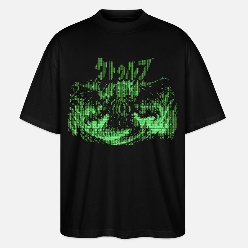 Cthulhu Pixel CRT Néon Vert - T-shirt bio Blaster 2.0 coupe oversize Stanley/Stella Unisexe - noir