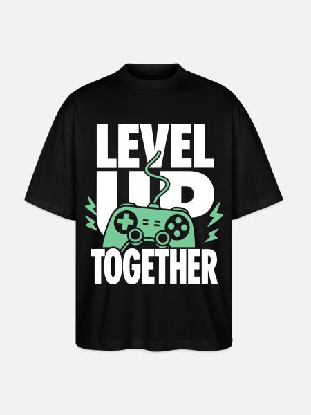 Level Up Together Gaming Controller - Stanley/Stella Oversized Unisex Bio T-Shirt Blaster 2.0 - Schwarz