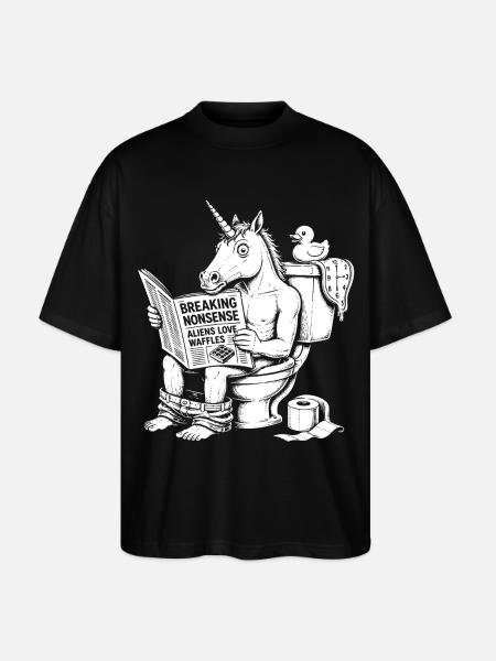 Nonsens Motiv mit Einhorn - Stanley/Stella Oversized Unisex Bio T-Shirt Blaster 2.0 - Schwarz