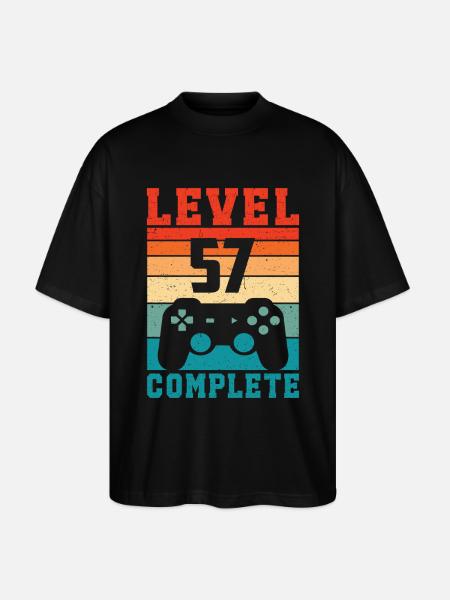 57-års fødselsdagsniveau 57 Fuldendt 57 år Gamer - Stanley/Stella Oversize Unisex Øko T-shirt Blaster 2.0 - sort