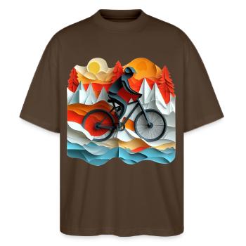 Bicycle excursion - Stanley/Stella Oversized Unisex Organic T-shirt Blaster 2.0 - mocha - Front - Alina (178cm) & Michal (187cm)