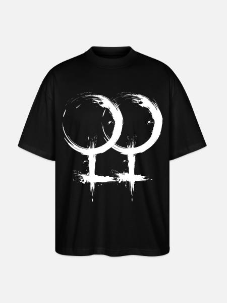 Dubbel Venussymbool Lesbische homoseksualiteit - Stanley/Stella Uniseks oversized bio T-shirt Blaster 2.0 - zwart