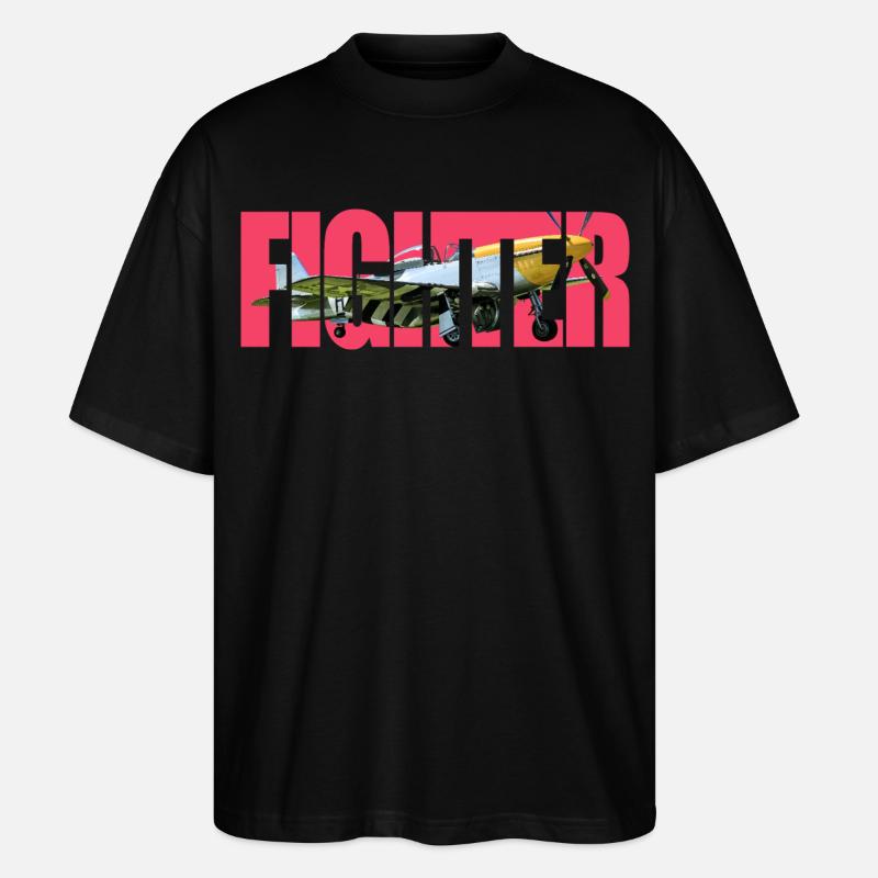 Fighter P-51 - Stanley/Stella Oversized Unisex Bio T-Shirt Blaster 2.0 - Schwarz