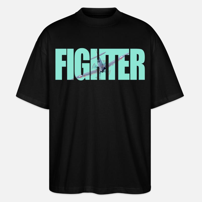 Fighter Spitfire - Stanley/Stella Oversized Unisex Bio T-Shirt Blaster 2.0 - Schwarz