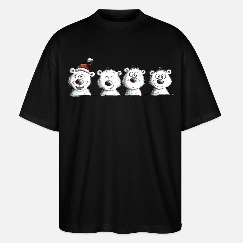 Happy Eisbär Team Weihnachten  - Stanley/Stella Oversized Unisex Bio T-Shirt Blaster 2.0 - Schwarz