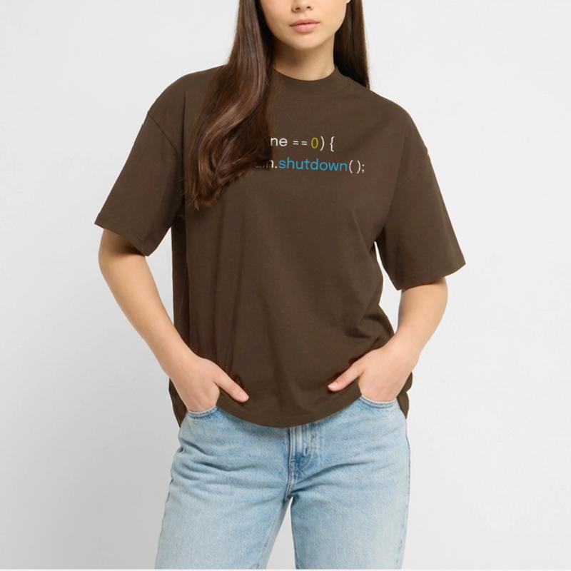 Caffeine Low Brain Shutdown Funny Code Stanley/Stella Oversized Unisex Organic T-shirt Blaster 2.0