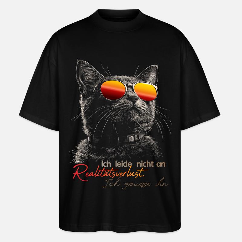 Katze lustig - Stanley/Stella Oversized Unisex Bio T-Shirt Blaster 2.0 - Schwarz