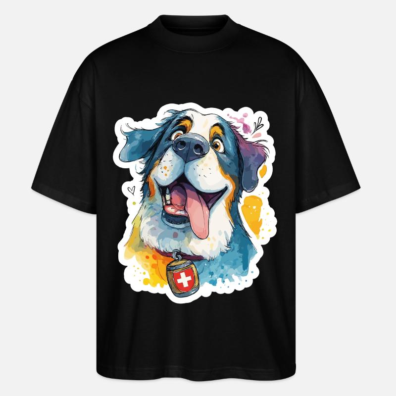 Majestätischer Schweizer Bernhardiner - Stanley/Stella Oversized Unisex Bio T-Shirt Blaster 2.0 - Schwarz