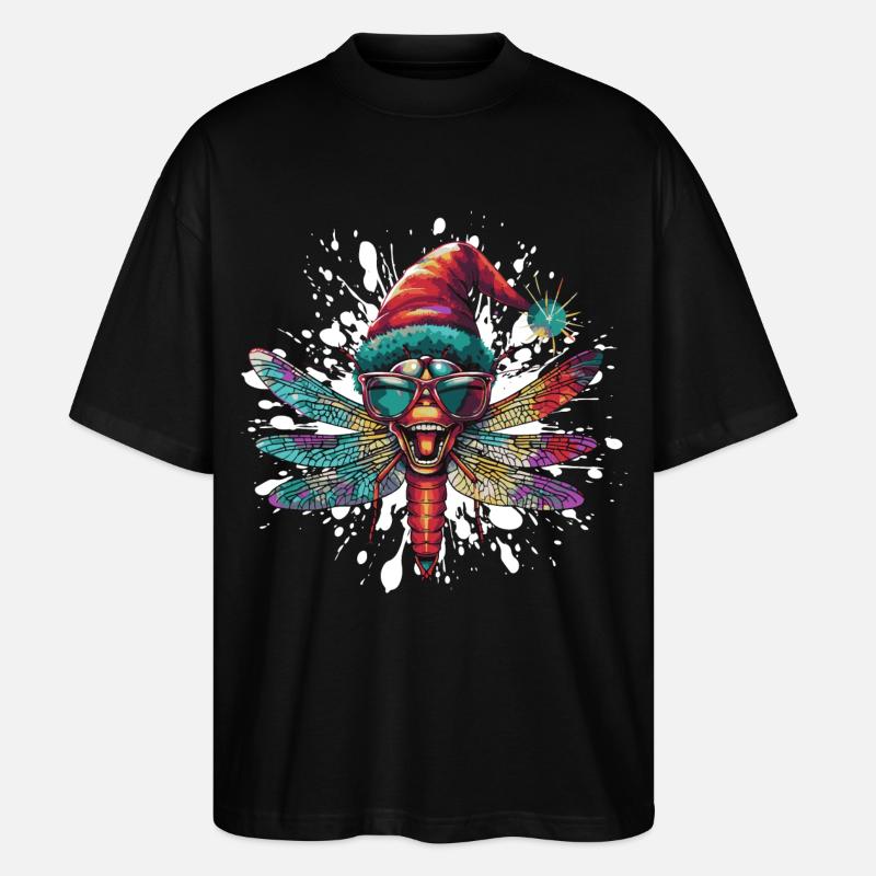 Libellule Noël drôle - T-shirt bio Blaster 2.0 coupe oversize Stanley/Stella Unisexe - noir