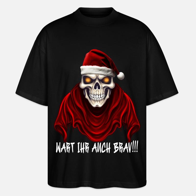 Weihnachtsmann Totenkopf - Stanley/Stella Oversized Unisex Bio T-Shirt Blaster 2.0 - Schwarz