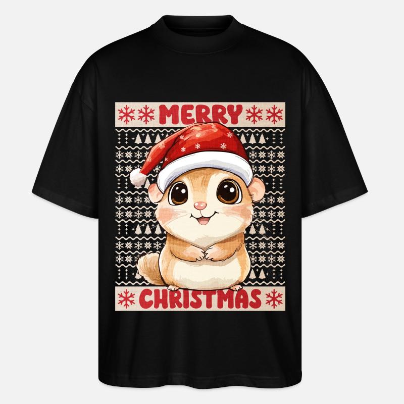 Hamster Moche Noël Noël Doux - T-shirt bio Blaster 2.0 coupe oversize Stanley/Stella Unisexe - noir