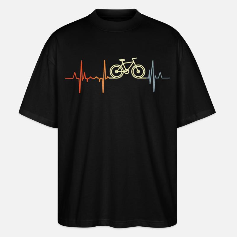 Radfahrer Herzschlag - Stanley/Stella Oversized Unisex Bio T-Shirt Blaster 2.0 - Schwarz