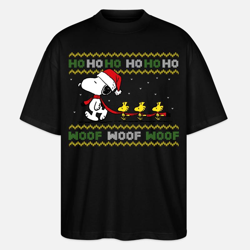 Peanuts Snoopy Hohoho - Stanley/Stella Oversized Unisex Bio T-Shirt Blaster 2.0 - Schwarz