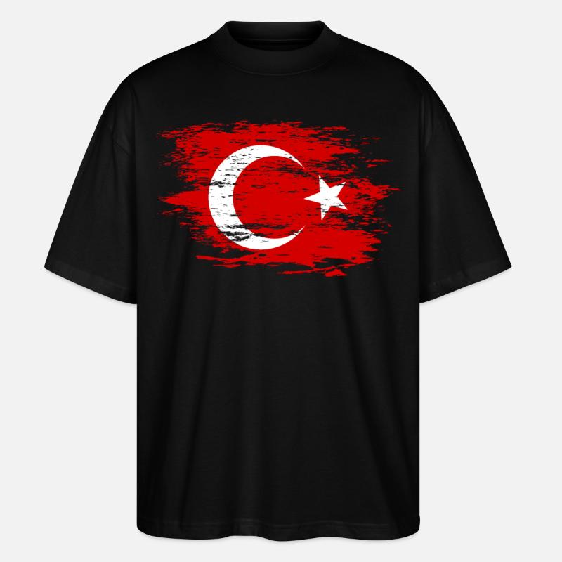 Drapeau de la Turquie utilisé - T-shirt bio Blaster 2.0 coupe oversize Stanley/Stella Unisexe - noir