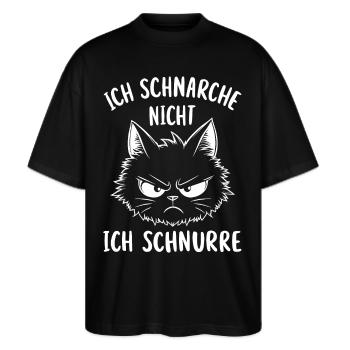 Schlafshirt Schlafanzug Katze Kätzchen Schnarchen - Stanley/Stella Oversized Unisex Bio T-Shirt Blaster 2.0 - Schwarz - Vorne - Alina (178cm) & Michal (187cm)
