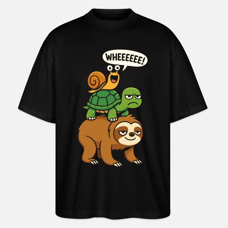 Sloth, Turtle, Snail, Funny Animals - Stanley/Stella Oversized Unisex Organic T-shirt Blaster 2.0 - black