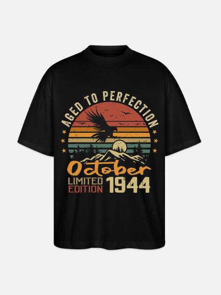 Vintage October 1944 - October 1944 Retro Gift - Stanley/Stella Oversized Unisex Organic T-shirt Blaster 2.0 - black