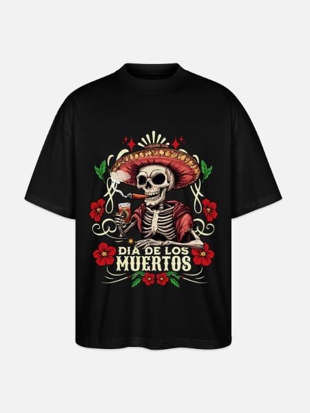 Dia De Los Muertos Skull Skull Tequilla - Stanley/Stella Oversized Unisex Organic T-shirt Blaster 2.0 - black
