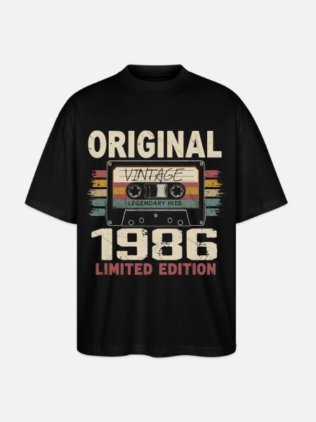 1986 Verjaardagscadeau 1986 Vintage 1986 Retro - Stanley/Stella Uniseks oversized bio T-shirt Blaster 2.0 - zwart