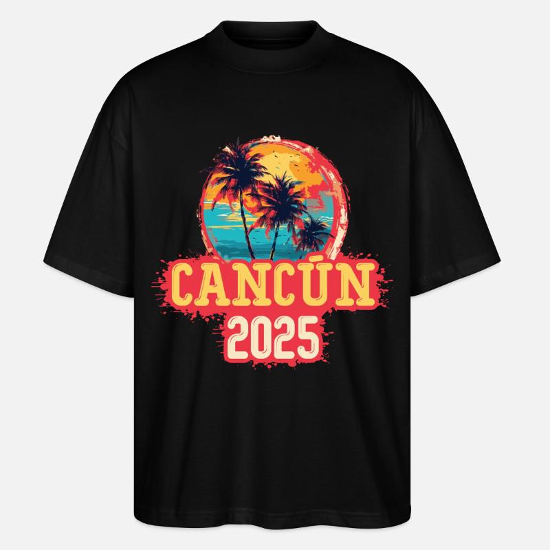 Cancun 2025 Palmen - Stanley/Stella Oversized Unisex Bio T-Shirt Blaster 2.0 - Schwarz