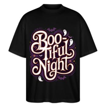 Boo-Tiful Nuit Halloween Effrayant Drôle - T-shirt bio Blaster 2.0 coupe oversize Stanley/Stella Unisexe - noir - Devant - Alina (178cm) & Michal (187cm)