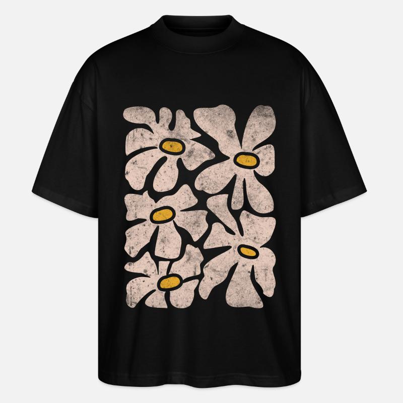 Fleurs sauvages boho - T-shirt bio Blaster 2.0 coupe oversize Stanley/Stella Unisexe - noir