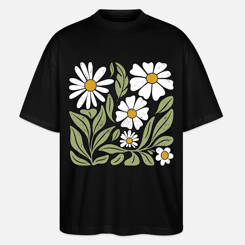 Gänseblümchen Blume Boho Blumen - Stanley/Stella Oversized Unisex Bio T-Shirt Blaster 2.0 - Schwarz