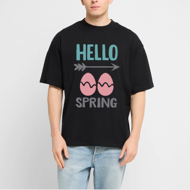 Hello Spring Spring Design with Easter Eggs Stanley/Stella Oversized Unisex Organic T-shirt Blaster 2.0