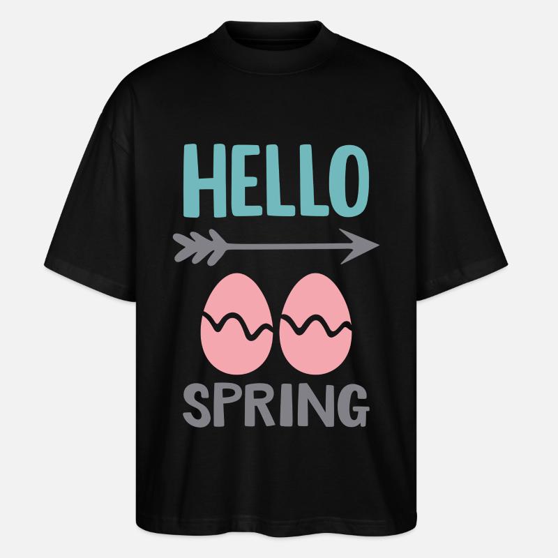 Hello Spring Frühlingsdesign mit Ostereiern - Stanley/Stella Oversized Unisex Bio T-Shirt Blaster 2.0 - Schwarz