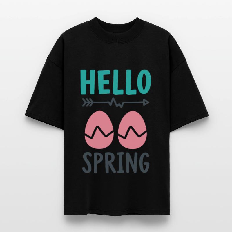 Hello Spring Spring Design with Easter Eggs Stanley/Stella Oversized Unisex Organic T-shirt Blaster 2.0