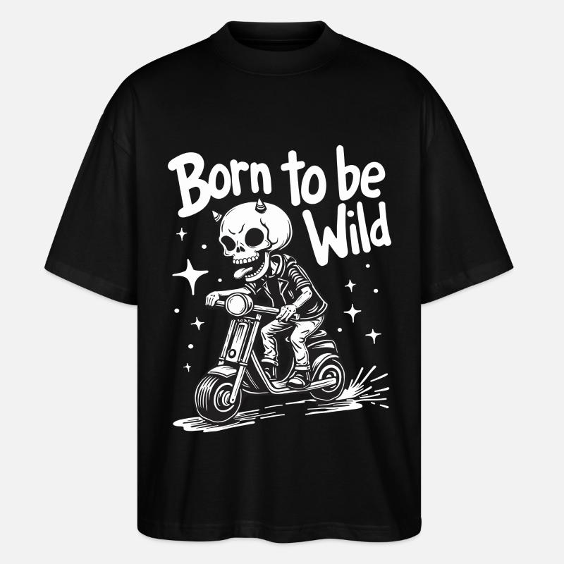 Skull Devil on Scooter - Stanley/Stella Oversized Unisex Organic T-shirt Blaster 2.0 - black