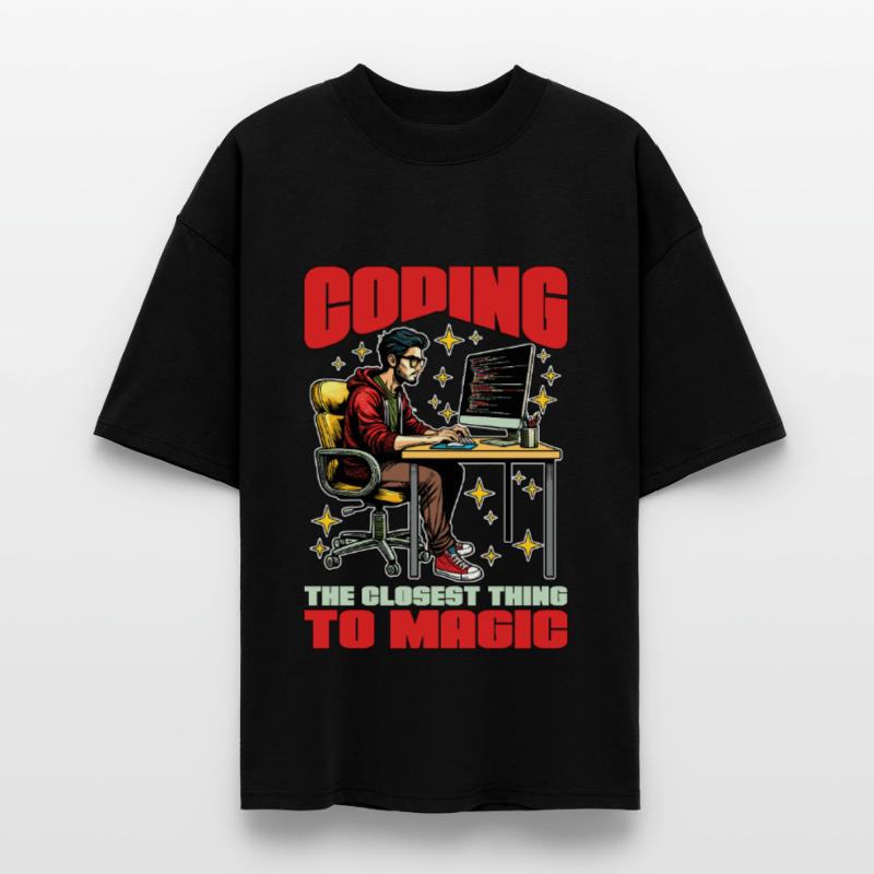 Coder Coding The Closest Thing To Magic Developer Stanley/Stella Oversized Unisex Organic T-shirt Blaster 2.0