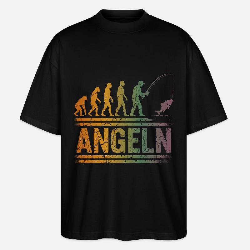 Evolution zum Angler - Stanley/Stella Oversized Unisex Bio T-Shirt Blaster 2.0 - Schwarz