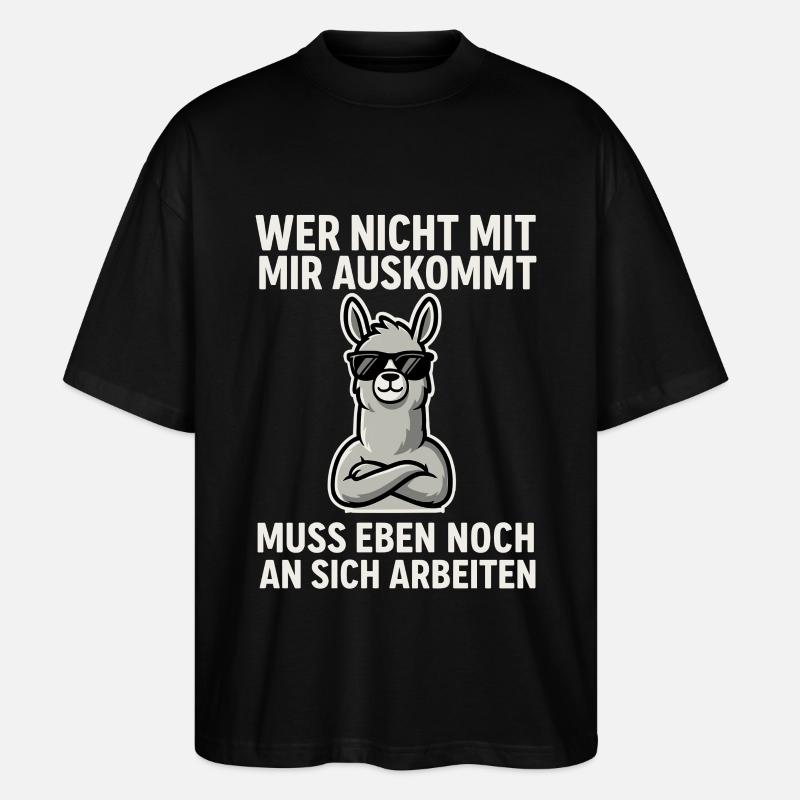 Selbstbewusst Lama Spruch - Stanley/Stella Oversized Unisex Bio T-Shirt Blaster 2.0 - Schwarz