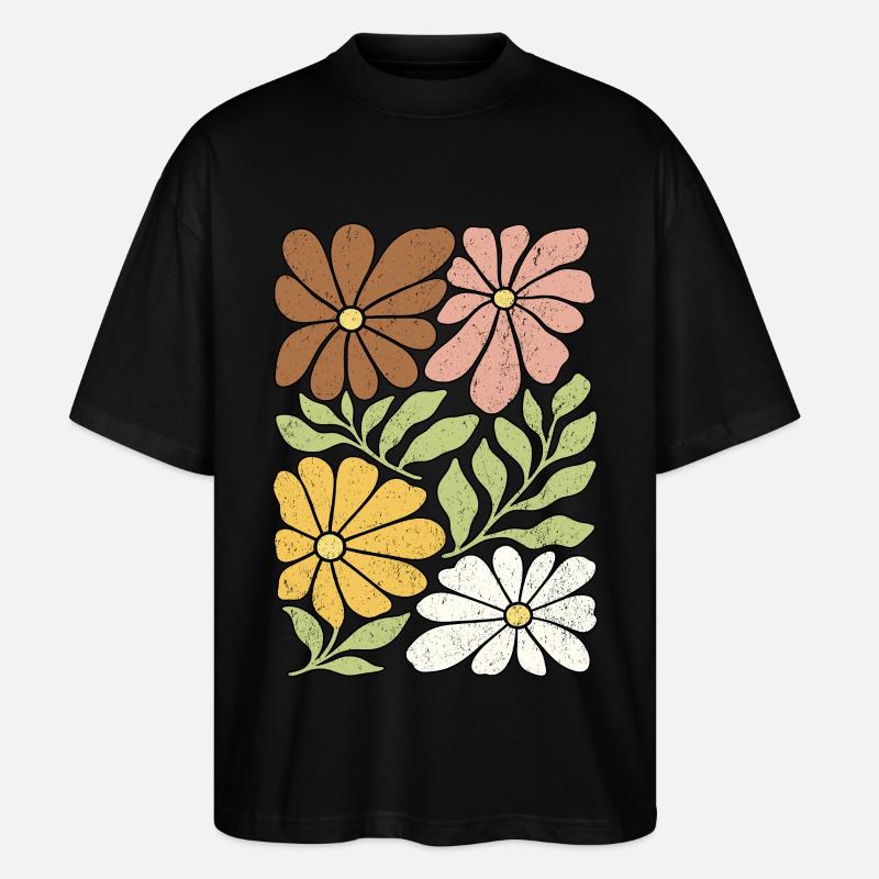 Wildblumen Boho - Stanley/Stella Oversized Unisex Bio T-Shirt Blaster 2.0 - Schwarz