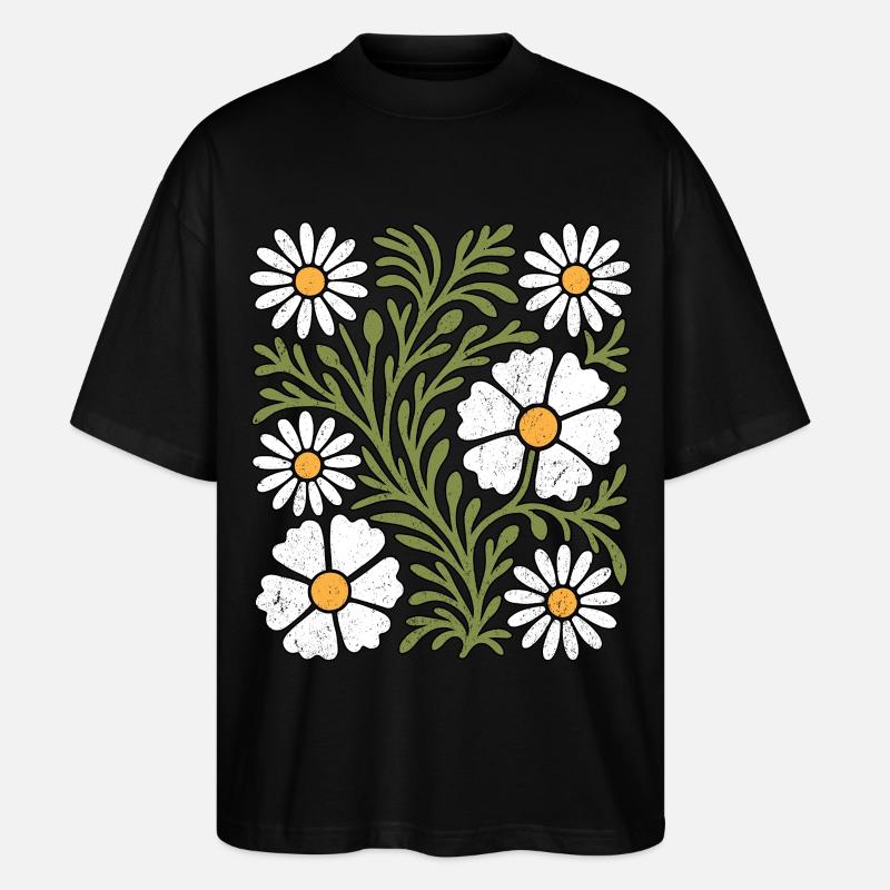 Boho Gänseblümchen - Stanley/Stella Oversized Unisex Bio T-Shirt Blaster 2.0 - Schwarz