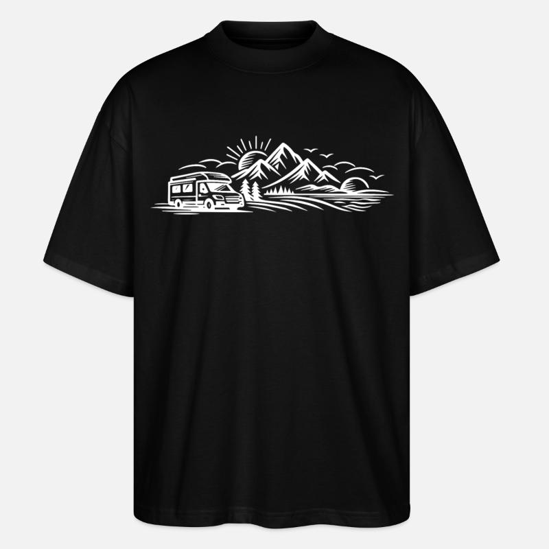 Campingauto Landschaft  - Stanley/Stella Oversized Unisex Bio T-Shirt Blaster 2.0 - Schwarz