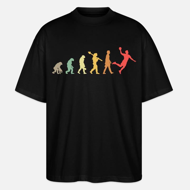 Handball Evolution Handballer Entwicklung Retro - Stanley/Stella Oversized Unisex Bio T-Shirt Blaster 2.0 - Schwarz