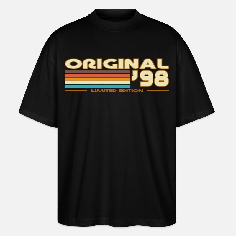 Original 98 Rétro Rayures - T-shirt bio Blaster 2.0 coupe oversize Stanley/Stella Unisexe - noir