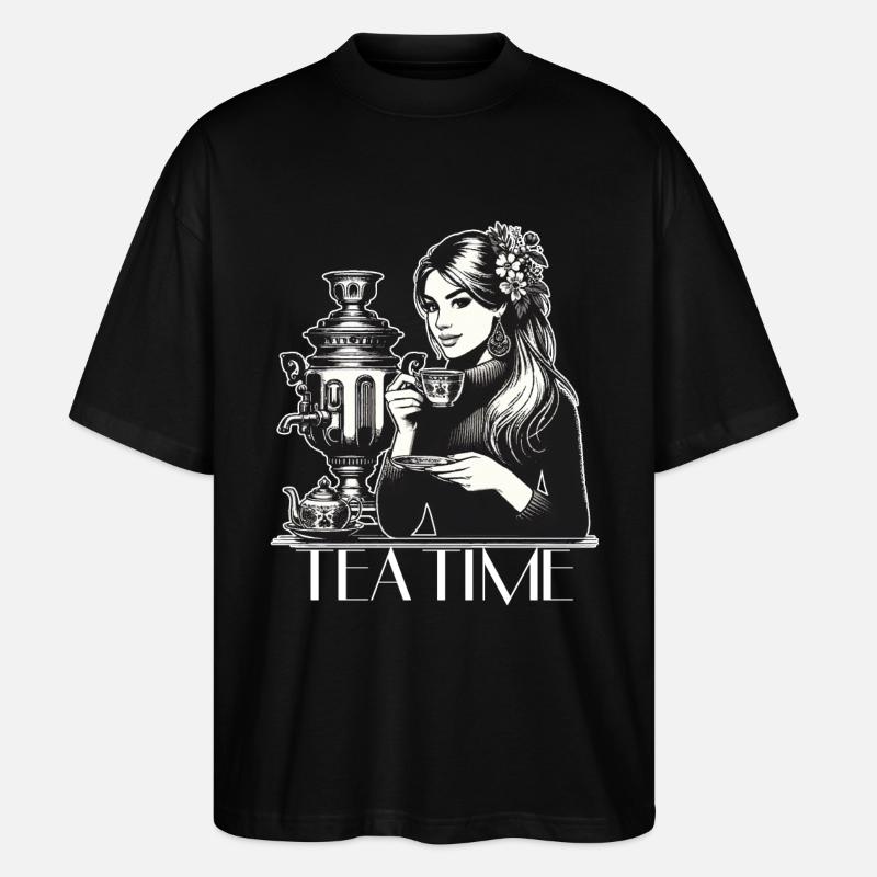 Samovar Tea Time Wife Gift - Stanley/Stella Oversized Unisex Organic T-shirt Blaster 2.0 - black